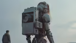 a woman is taking a photo with a film camera
