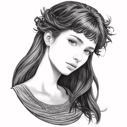 the drawing is of a girl with long hair