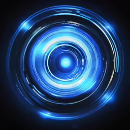 a blue circular lens shaped background