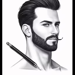 a drawing of a man with a beard and mustache