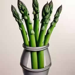a metal vase full of some plants with leaves in it