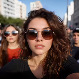 three people are posing with each other in the city