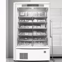 a refridgerator freezer sitting open in a room