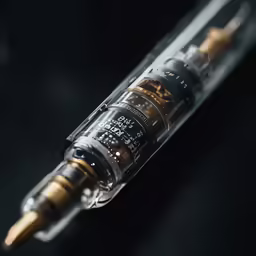 an instrument in its medical container with several sycks inside