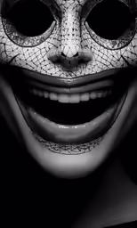 a man in mask and black background with eyes