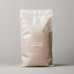 a bag that is brown with white lettering on it