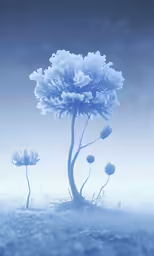 a large, blue flower sitting in the middle of grass