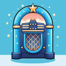 a cartoon juggie machine with a star on top