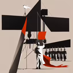 a man standing under an artisticly shaped piece of art,a man stands next to a giant sculpture with birds on top of it