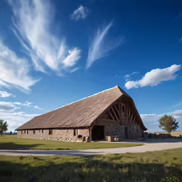 a photo of an old barn in the middle of nowhere