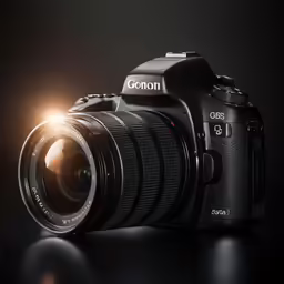 the canon cinema camera sitting against a black background
