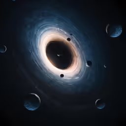 a black hole is surrounded by a cluster of stars