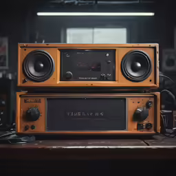 two old radios with different types of audio equipment