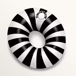 the black and white object is displayed in front of a white background