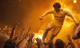 a man jumps over a group of people who are watching