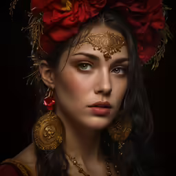 a painting of a young lady with her hair up