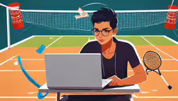 the woman is playing a game of tennis with her laptop,a woman using a computer on a tennis court
