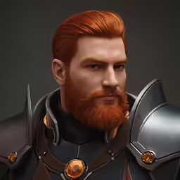 a portrait of a man with a beard and an armor