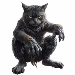 an image of a gray cat doing tricks