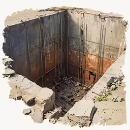 this is an old abandoned concrete jail cell