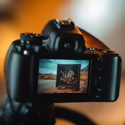 the camera is aimed at an image of the plant