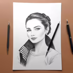 a pencil drawing of a star wars princess lei