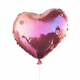 a pink heart balloon is tied on a string