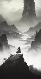 a person on top of a rock in the distance
