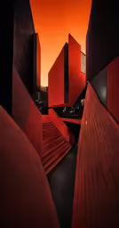 the view of a stair case from the other side