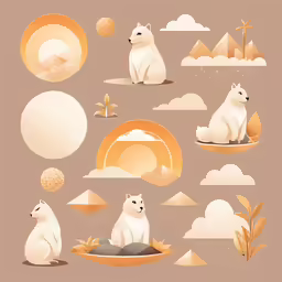 a set of animal illustrations of polar bears and their babies