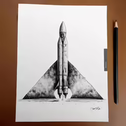 a picture of a drawing of a space rocket
