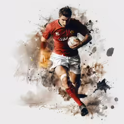 a man running with a soccer ball in his hand