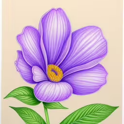 an image of a purple flower drawn on the side of paper