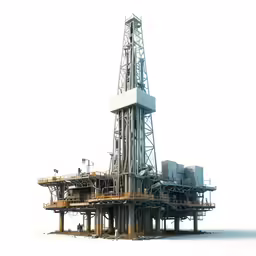 an oil and gas well with lights on it