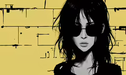 the woman with the glasses has long black hair