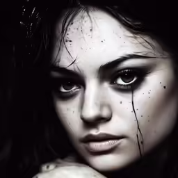 woman with black eye makeup posing for a photograph