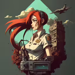 the image of a girl with red hair is shown