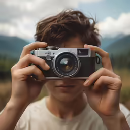 a boy with a camera in his hands