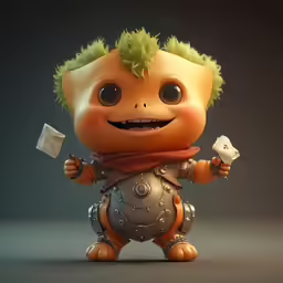 a toy made to look like an orange robot