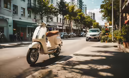 a motorcycle that is parked on a side walk