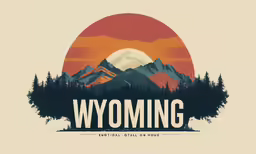 the wyoming logo, featuring mountains and trees