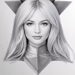 a drawing of a female with a large, pointed nose