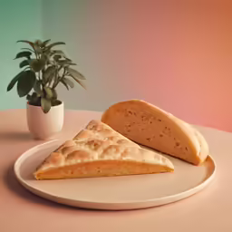 two slices of bread sitting on top of a plate
