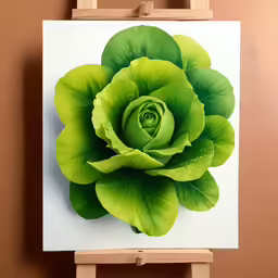 a painting is in the process of being put on a easel