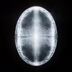 a black background with a circle pattern with bubbles on the top
