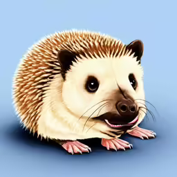 a hedgehog with a mustache sitting on the ground