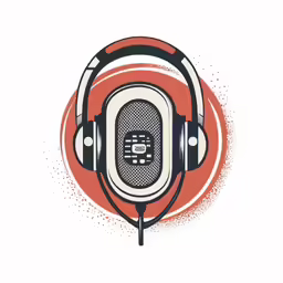 the logo for the radio station with headphones and a microphone