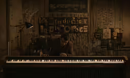 a man is sitting in front of a piano