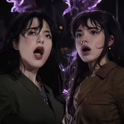 two women wearing face paint on their mouths