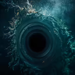 a black hole in the ground and some clouds